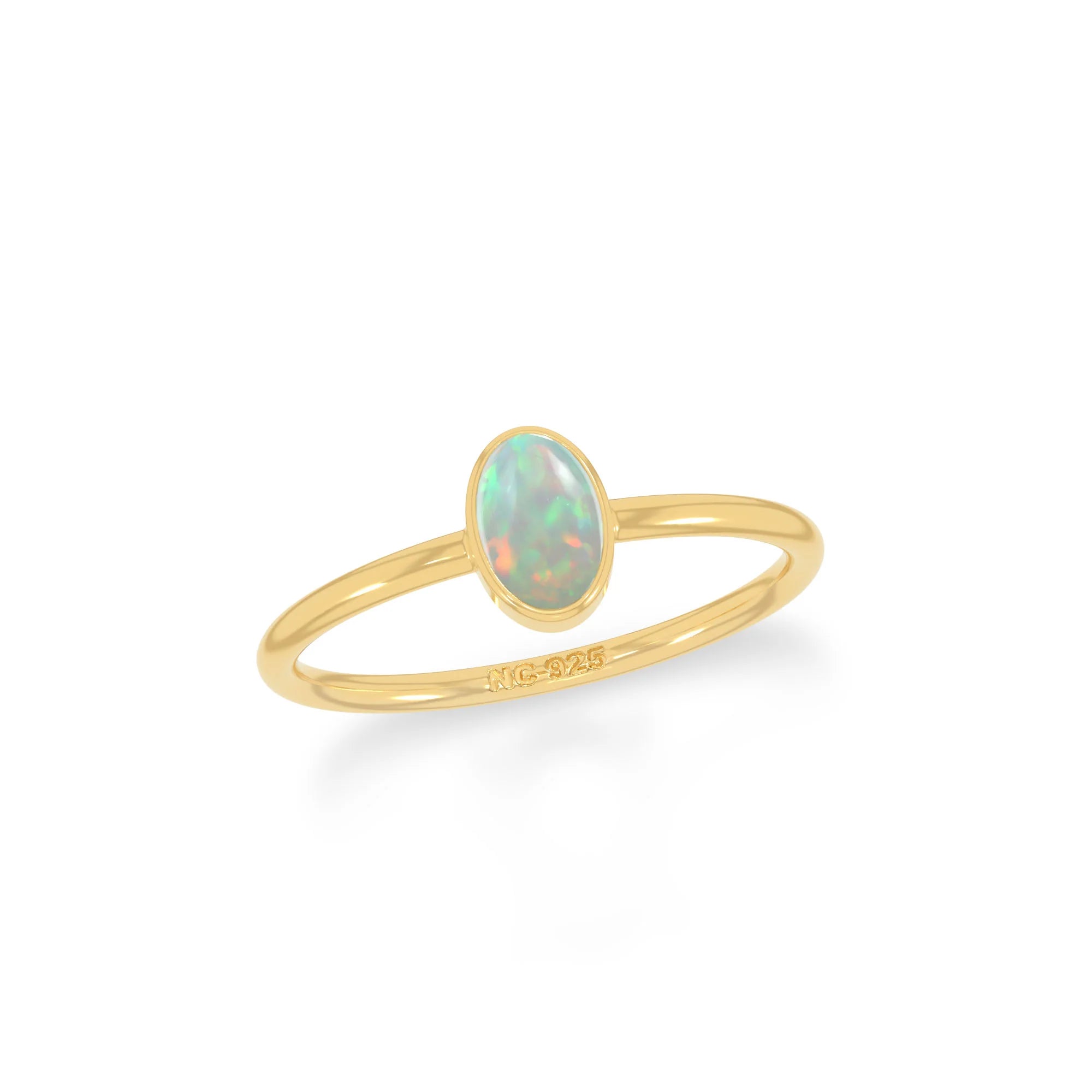 ethiopian opal bezel-set ring