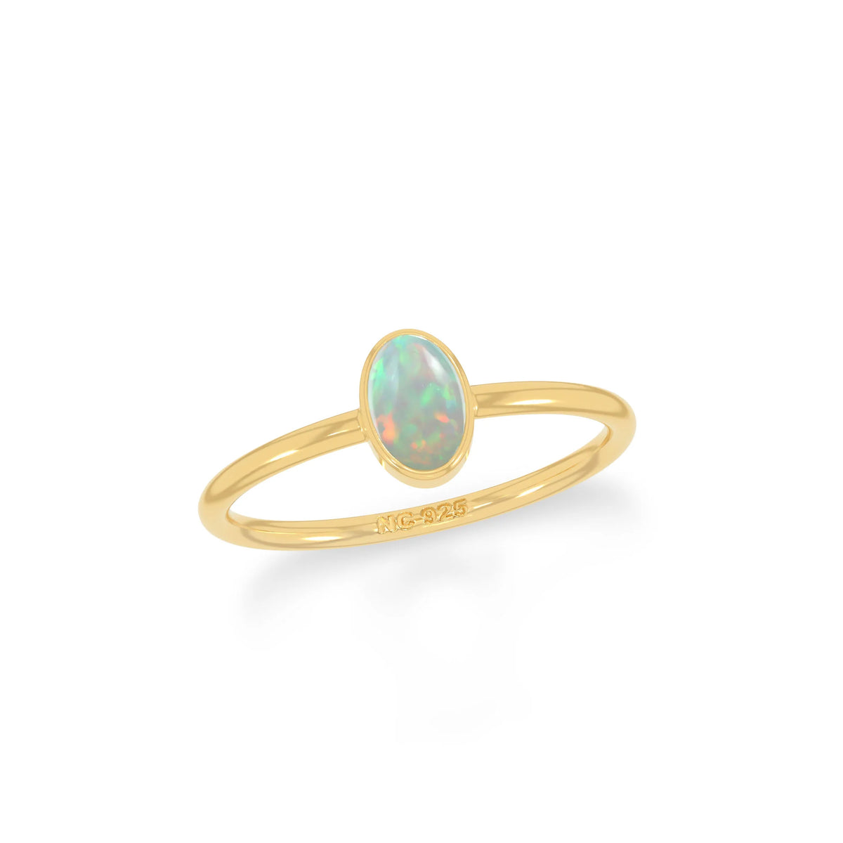 ethiopian opal bezel-set ring