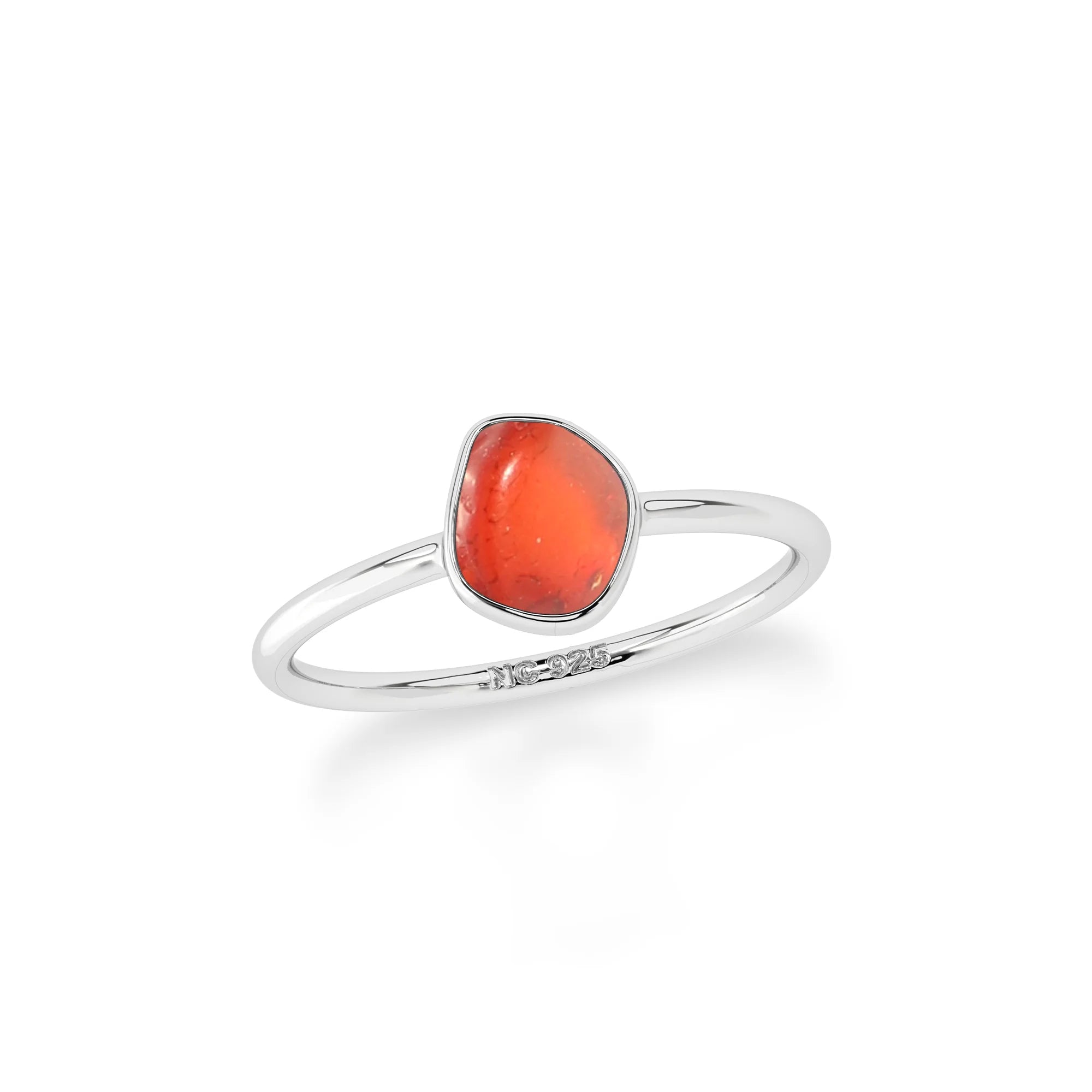 amber stackable bezel-set ring