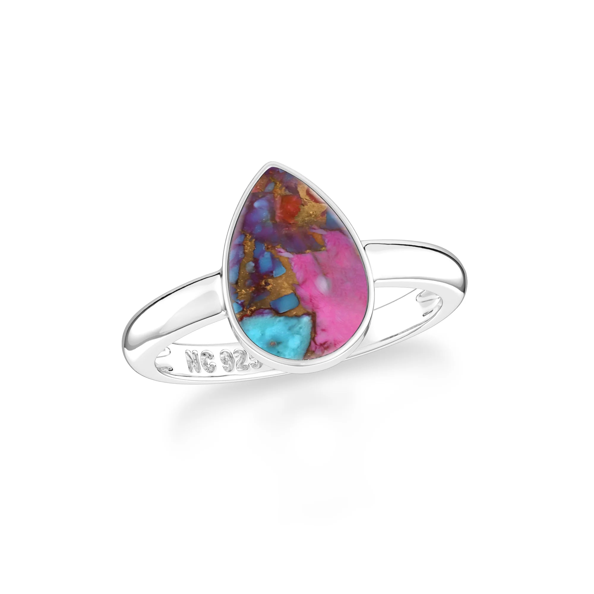 pink spiny-oyster bezel-set ring