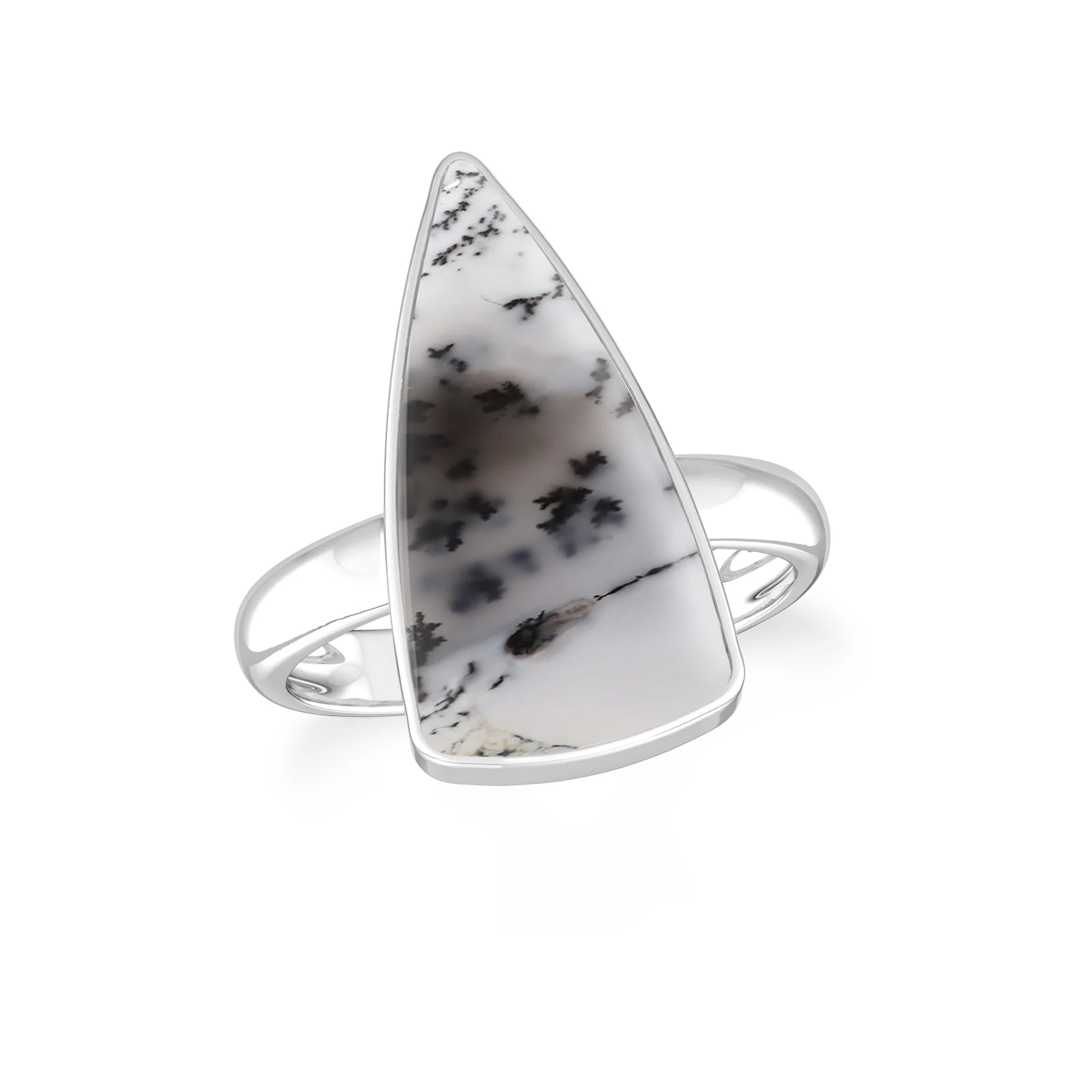 dendritic-opal bezel-set ring