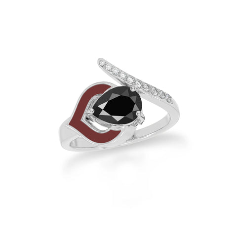 Natural Black Tourmaline & Garnet Ring