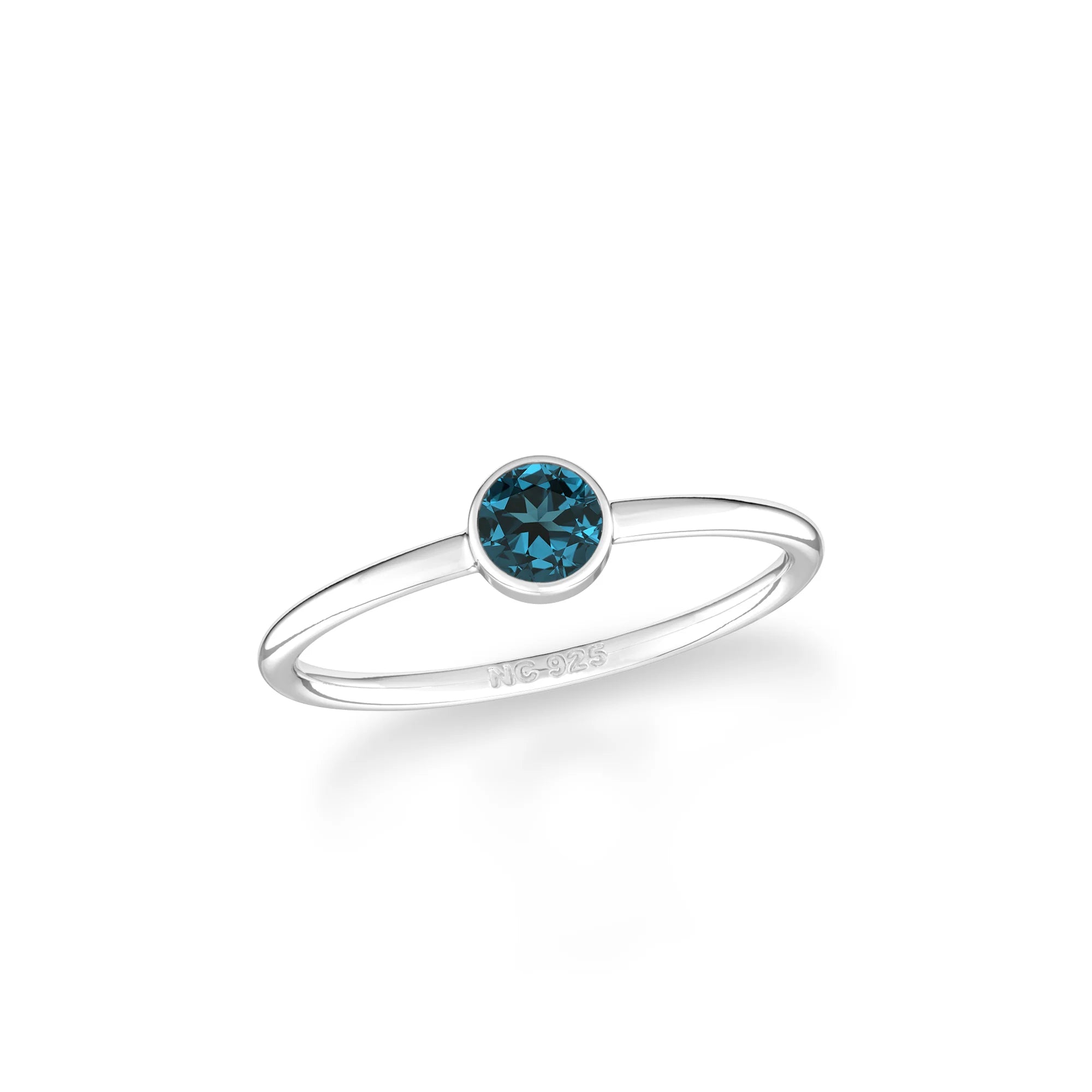 london-blue-topaz stackable bezel-set ring