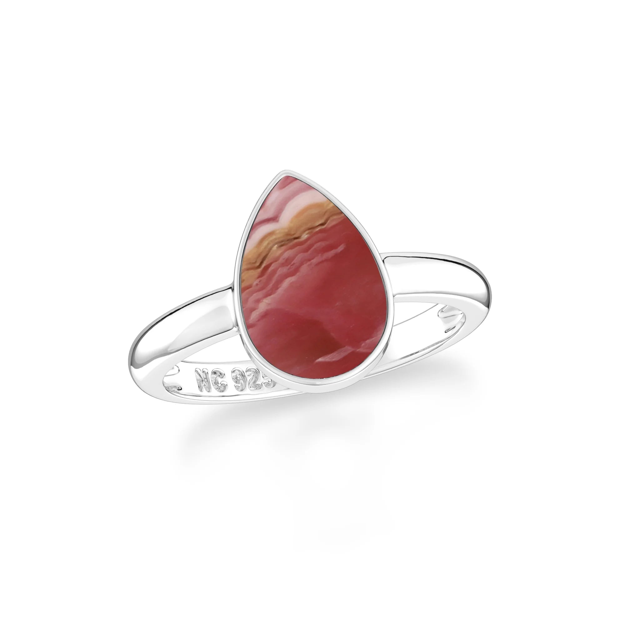 rhodochrosite bezel-set ring