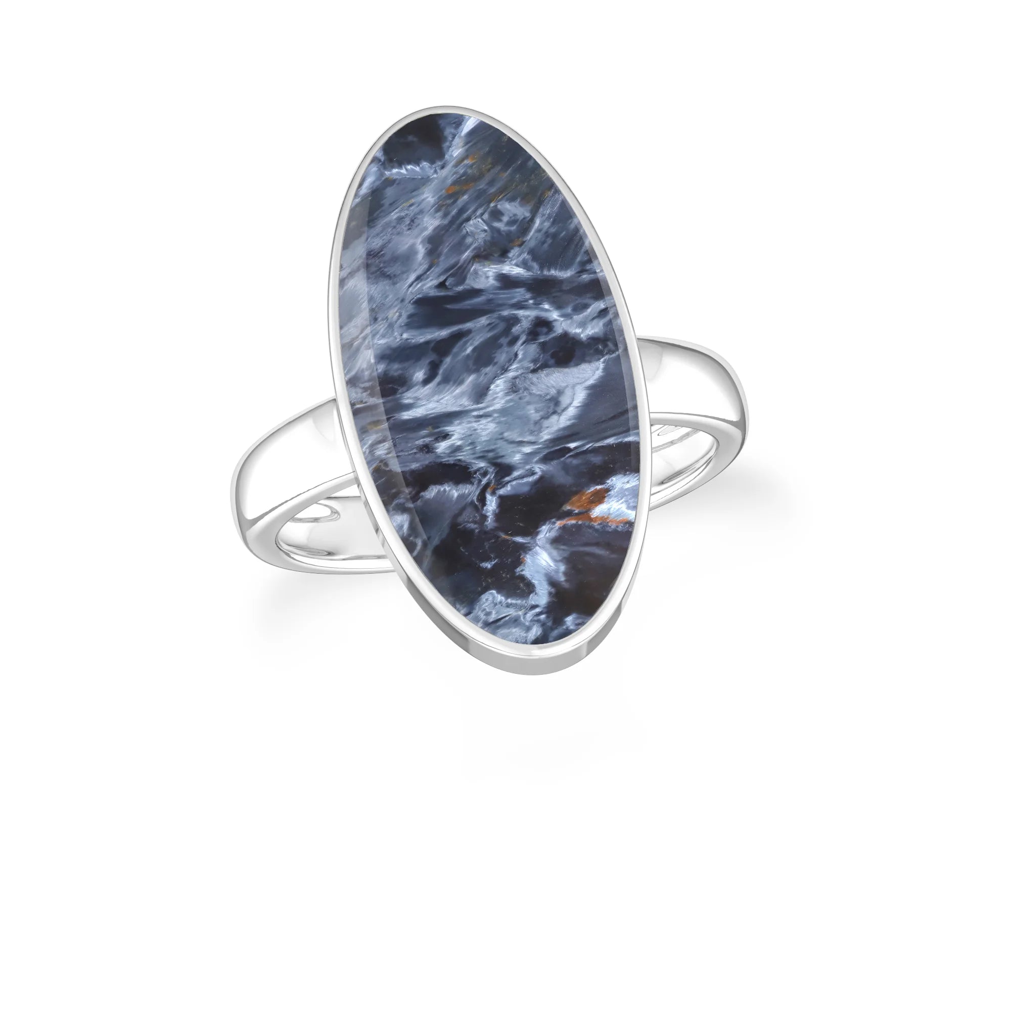 pietersite bezel-set ring