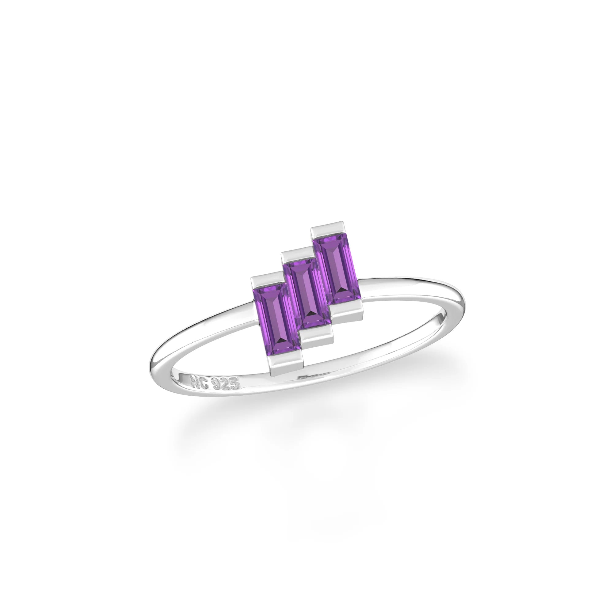 amethyst stackable prong-set ring