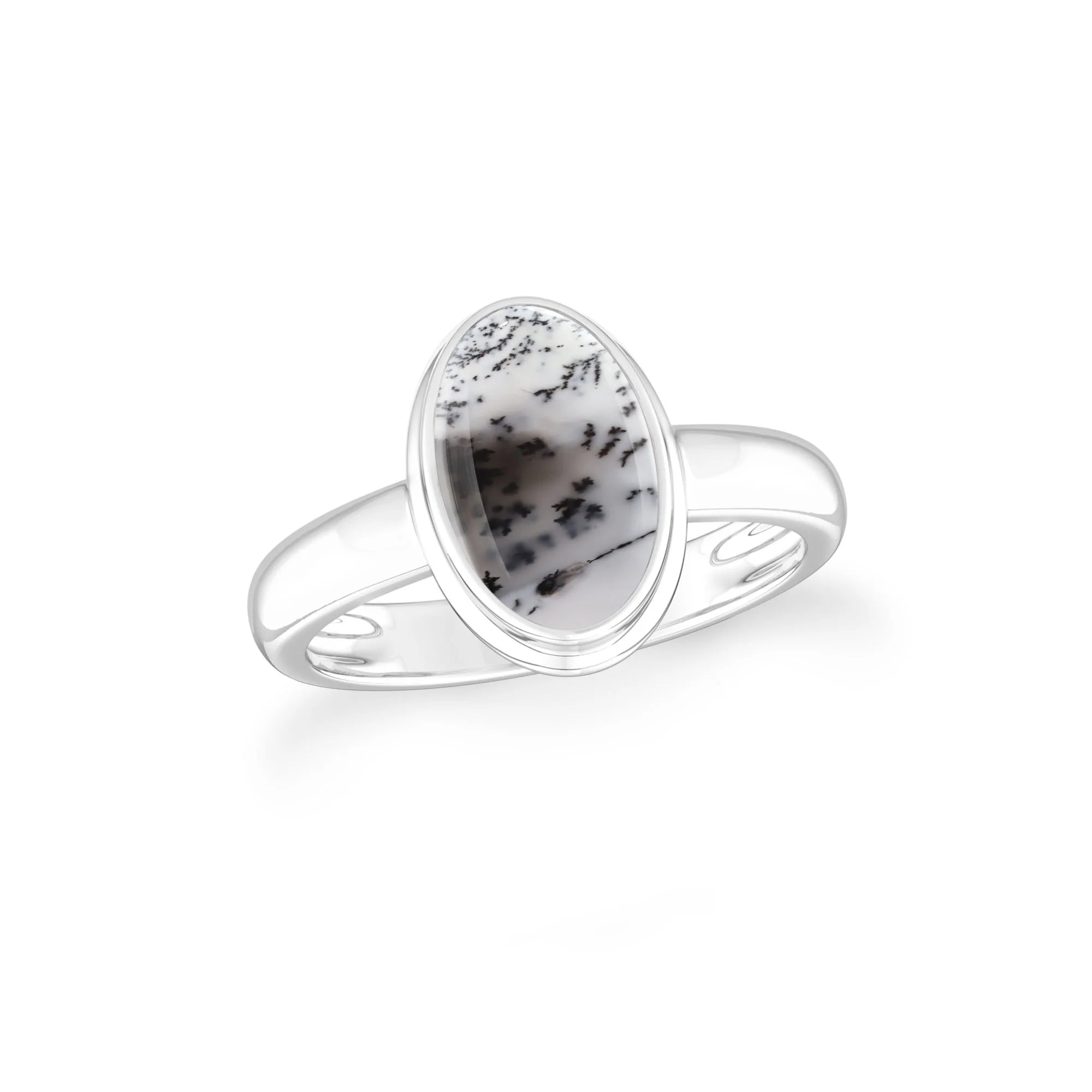 dendritic-opal bezel-set ring