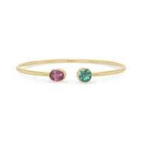 pink tourmaline with green tourmaline cut bracelet
