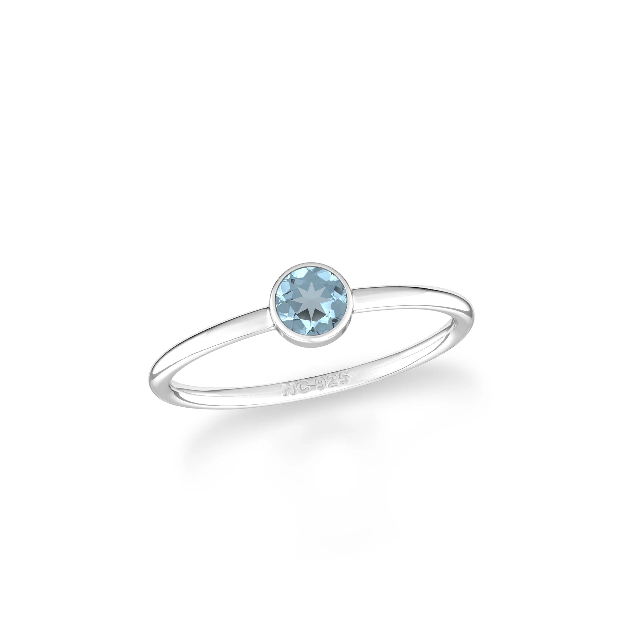 sky blue topaz stackable bezel-set ring