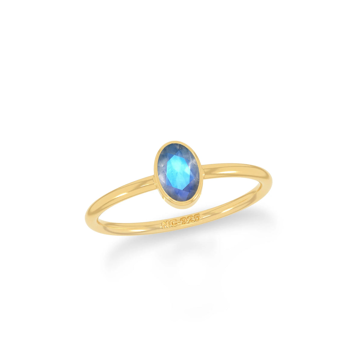 labradorite stackable bezel-set ring