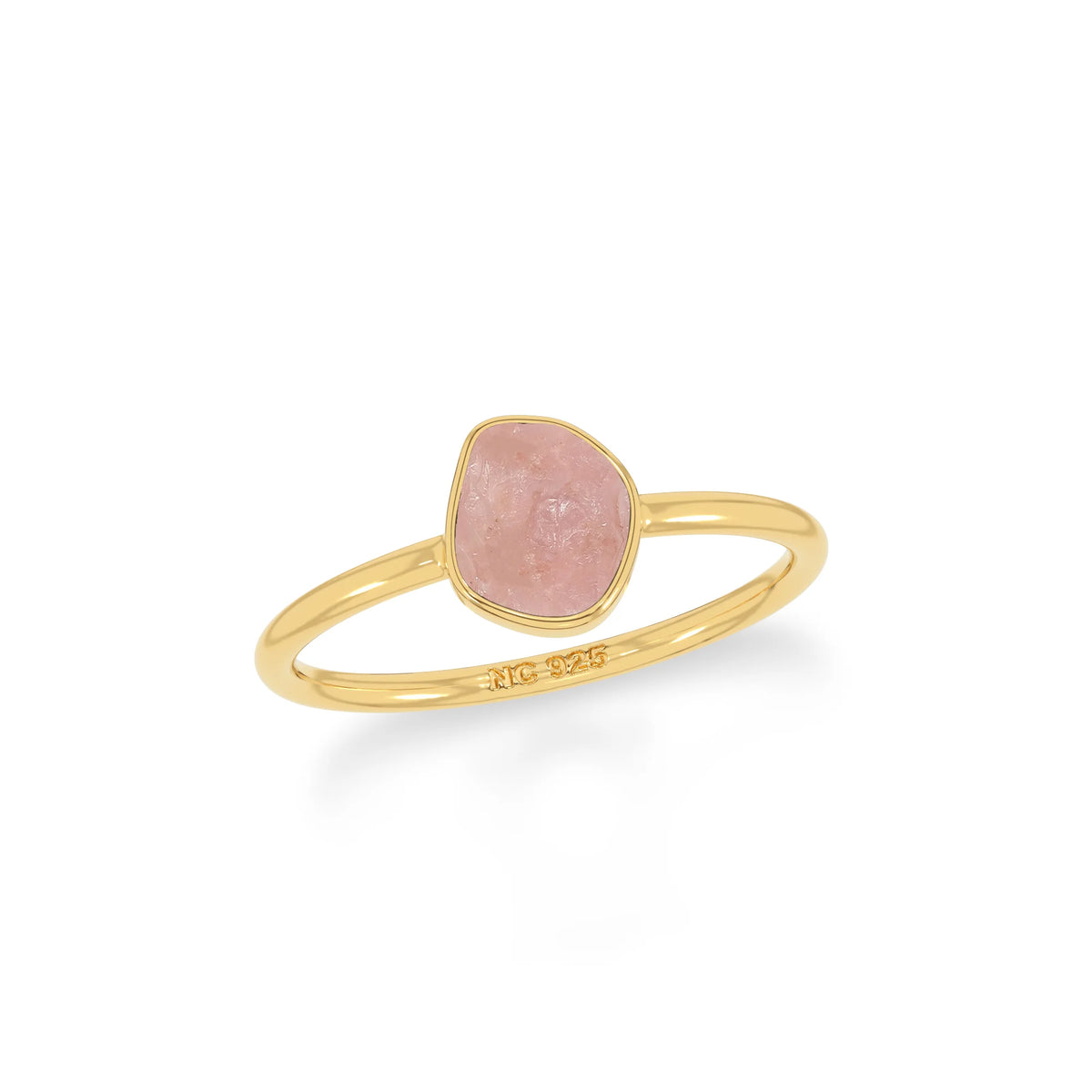 rose quartz stackable bezel-set ring
