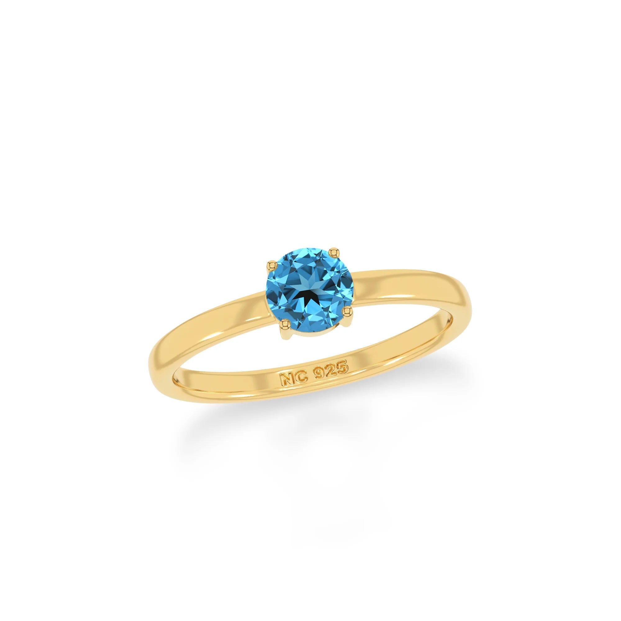 swiss blue topaz stackable prong-set ring