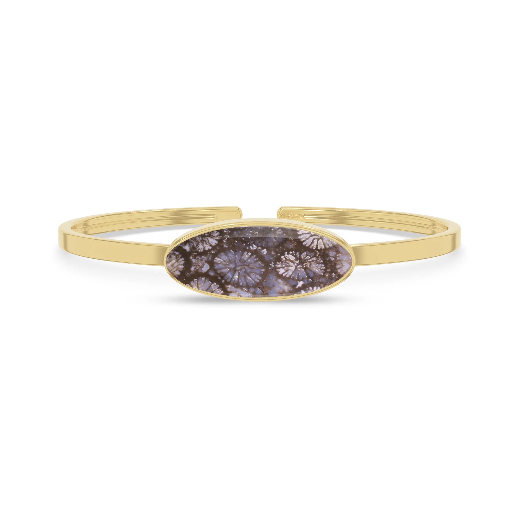 black fossil coral rough bracelet
