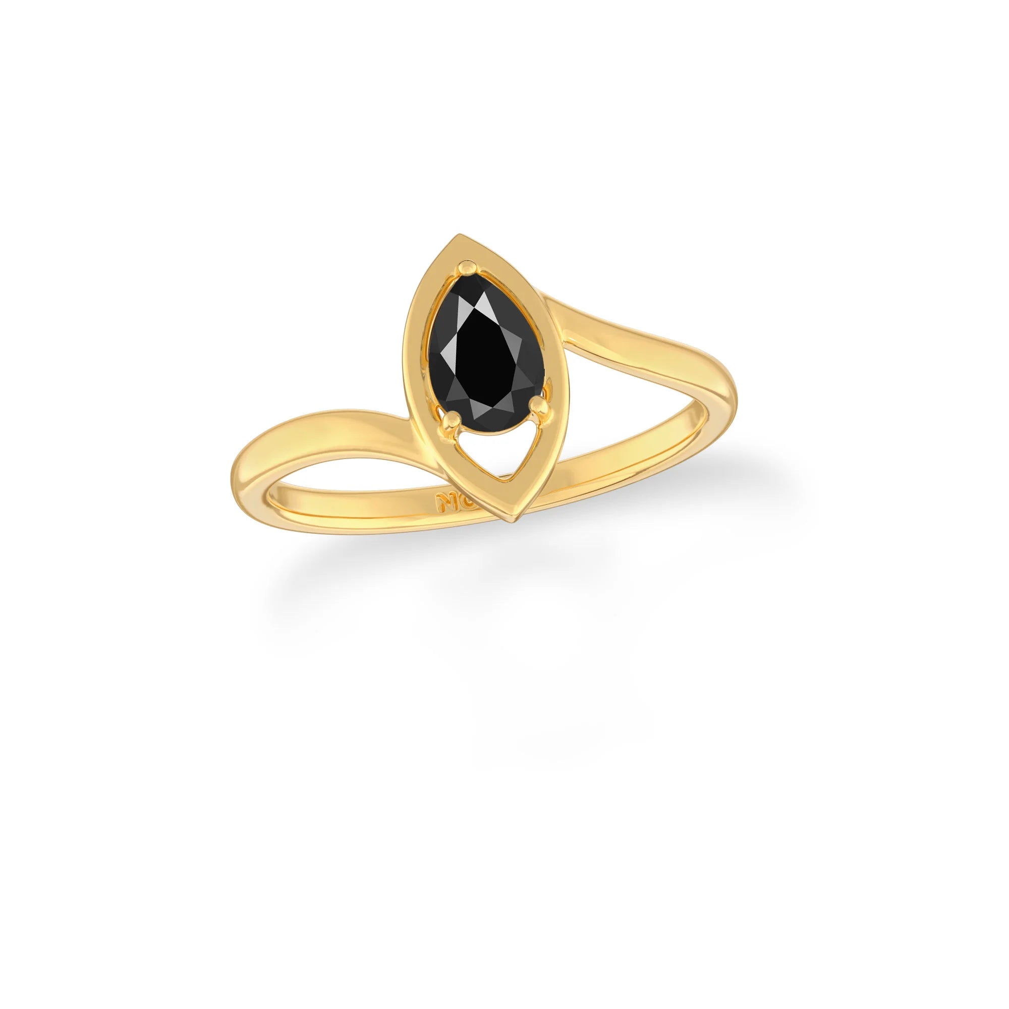 natural black tourmaline ring for women in 18k gold vermeil