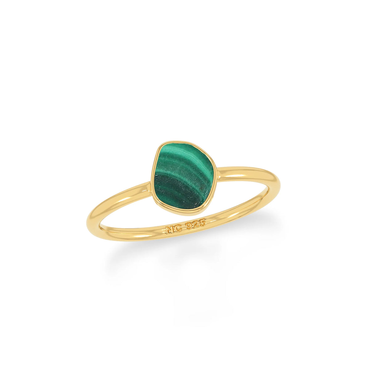 malachite stackable bezel-set ring