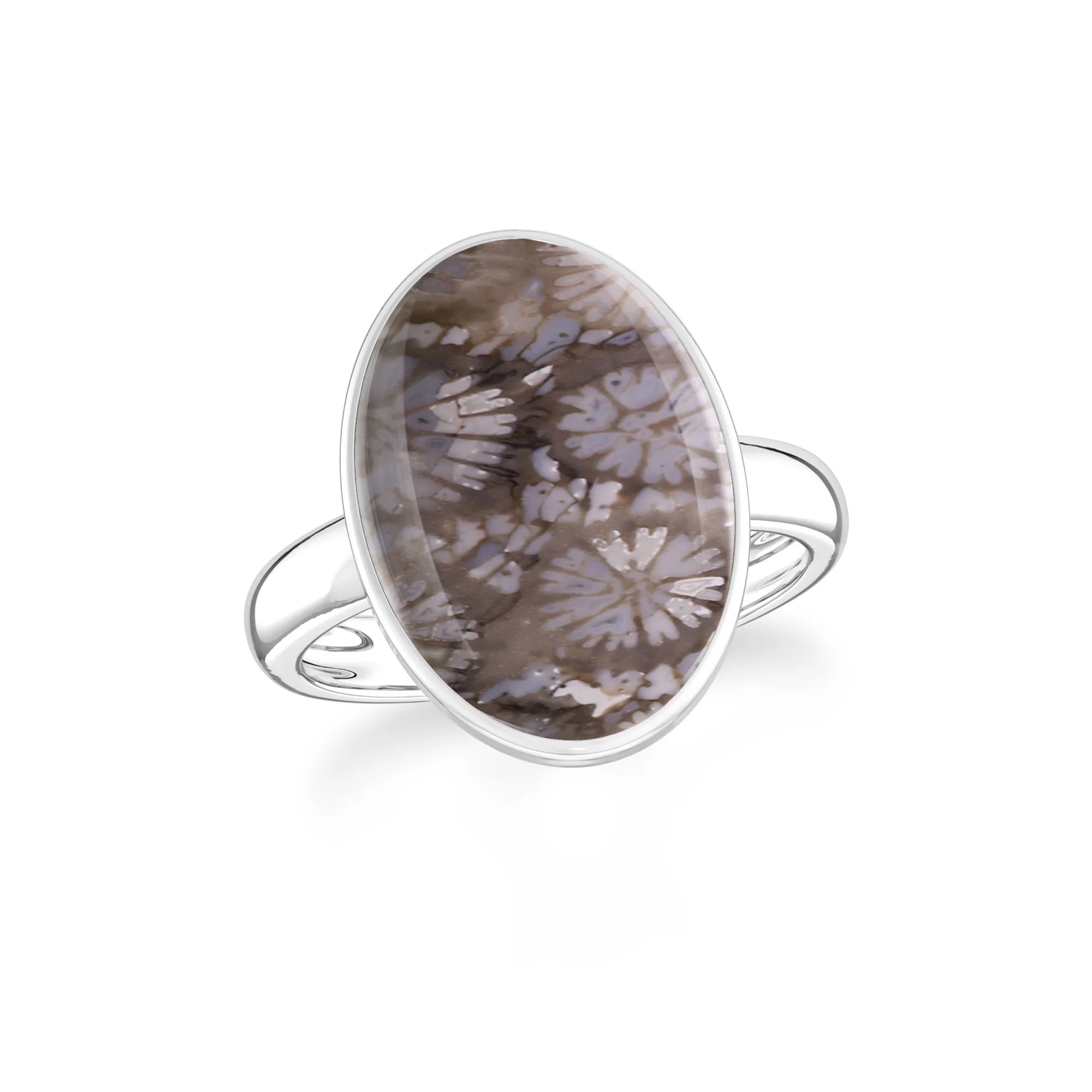black-fossil-coral bezel-set ring