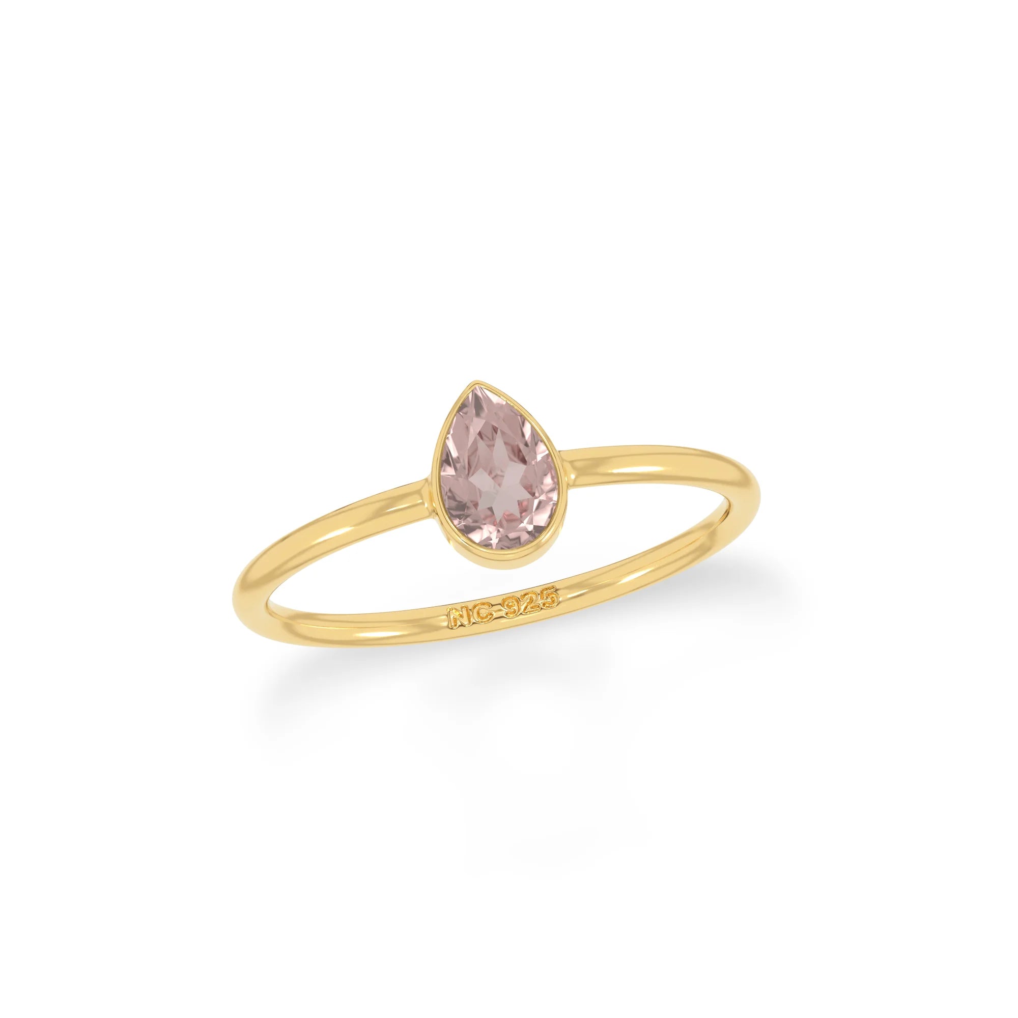 rose quartz stackable bezel-set ring