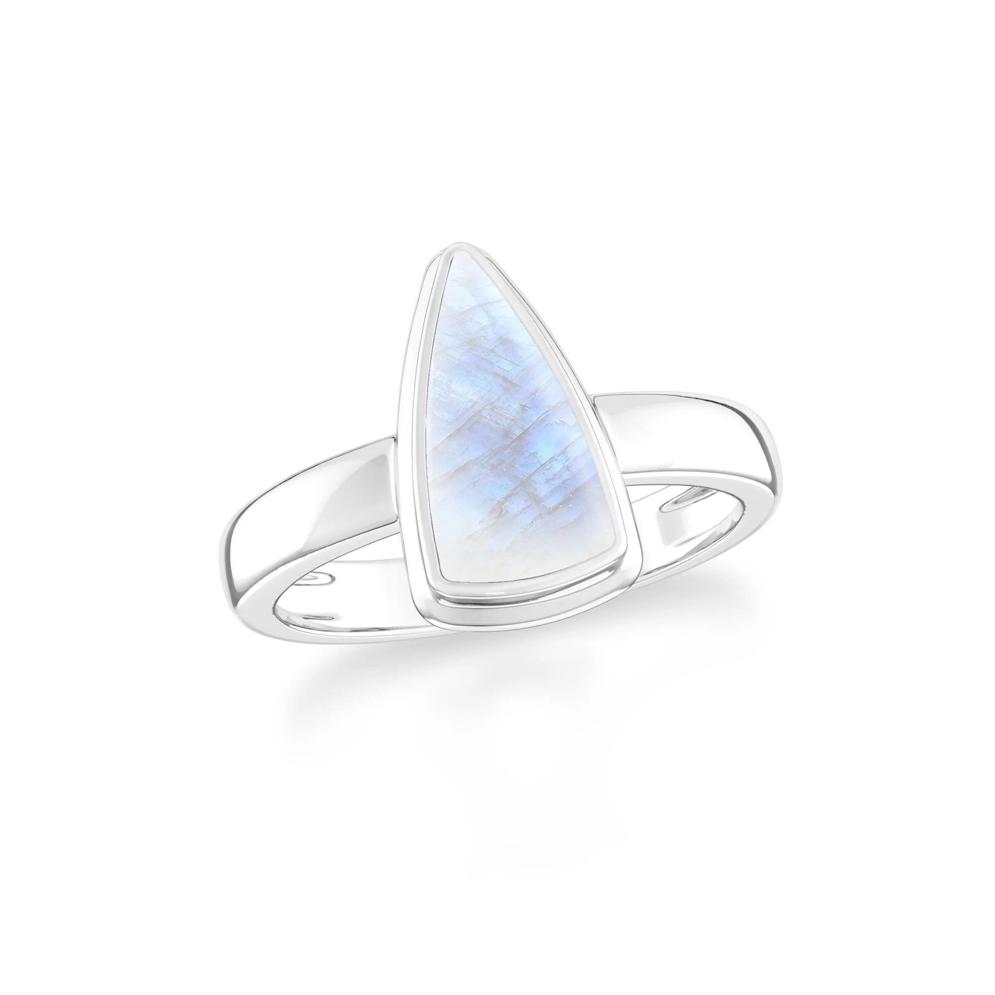 rainbow-moonstone bezel-set ring