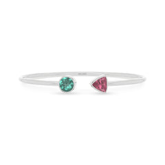green tourmaline with pink tourmaline cut bracelet