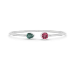 green tourmaline with pink tourmaline cut bracelet