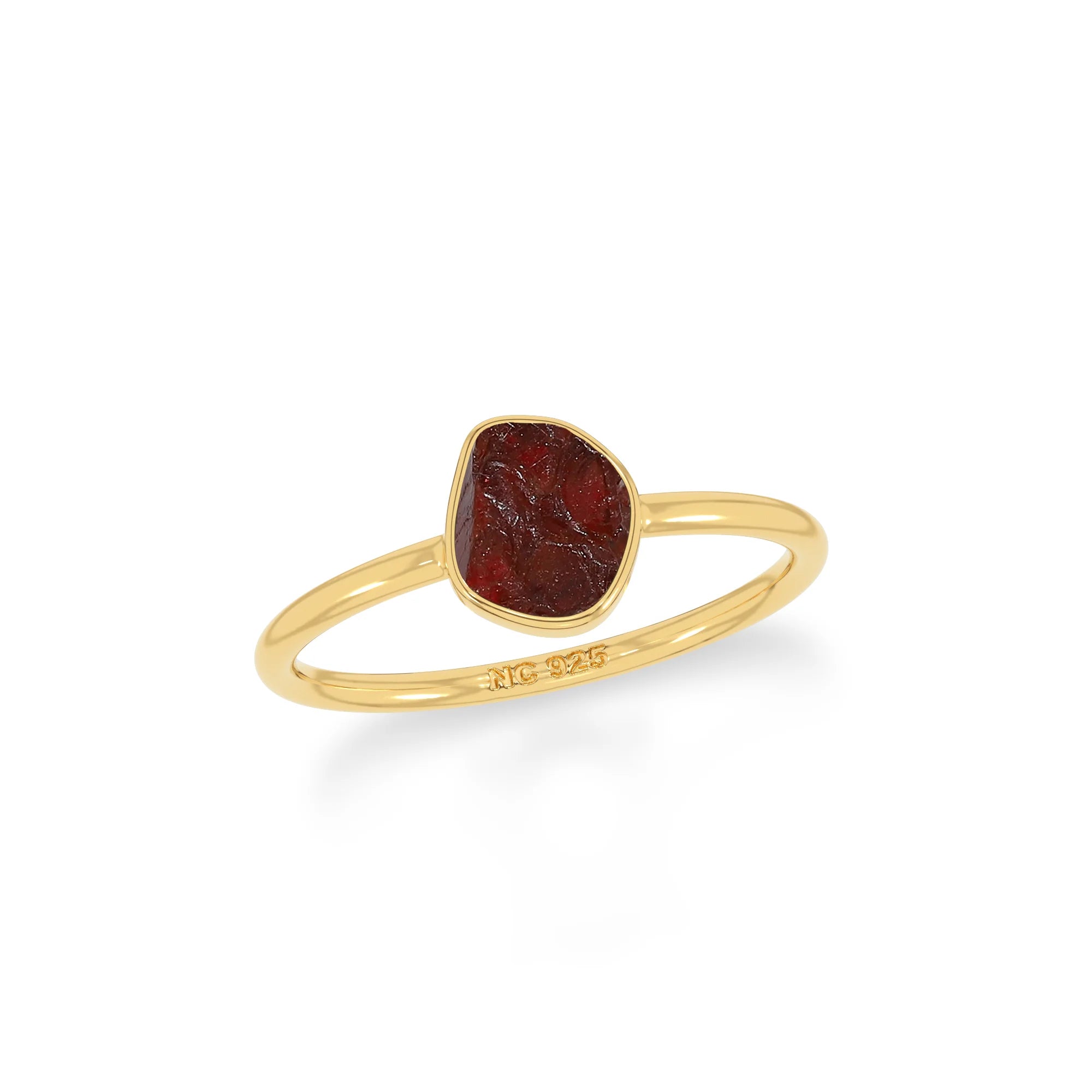 red garnet stackable bezel-set ring
