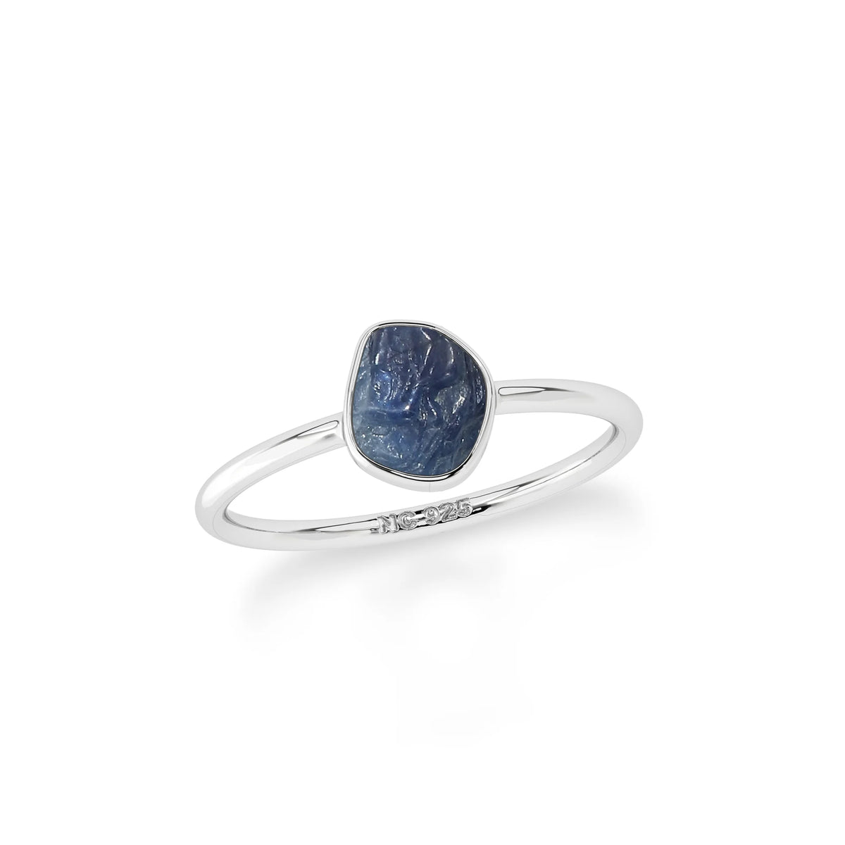 blue sapphire stackable bezel-set ring