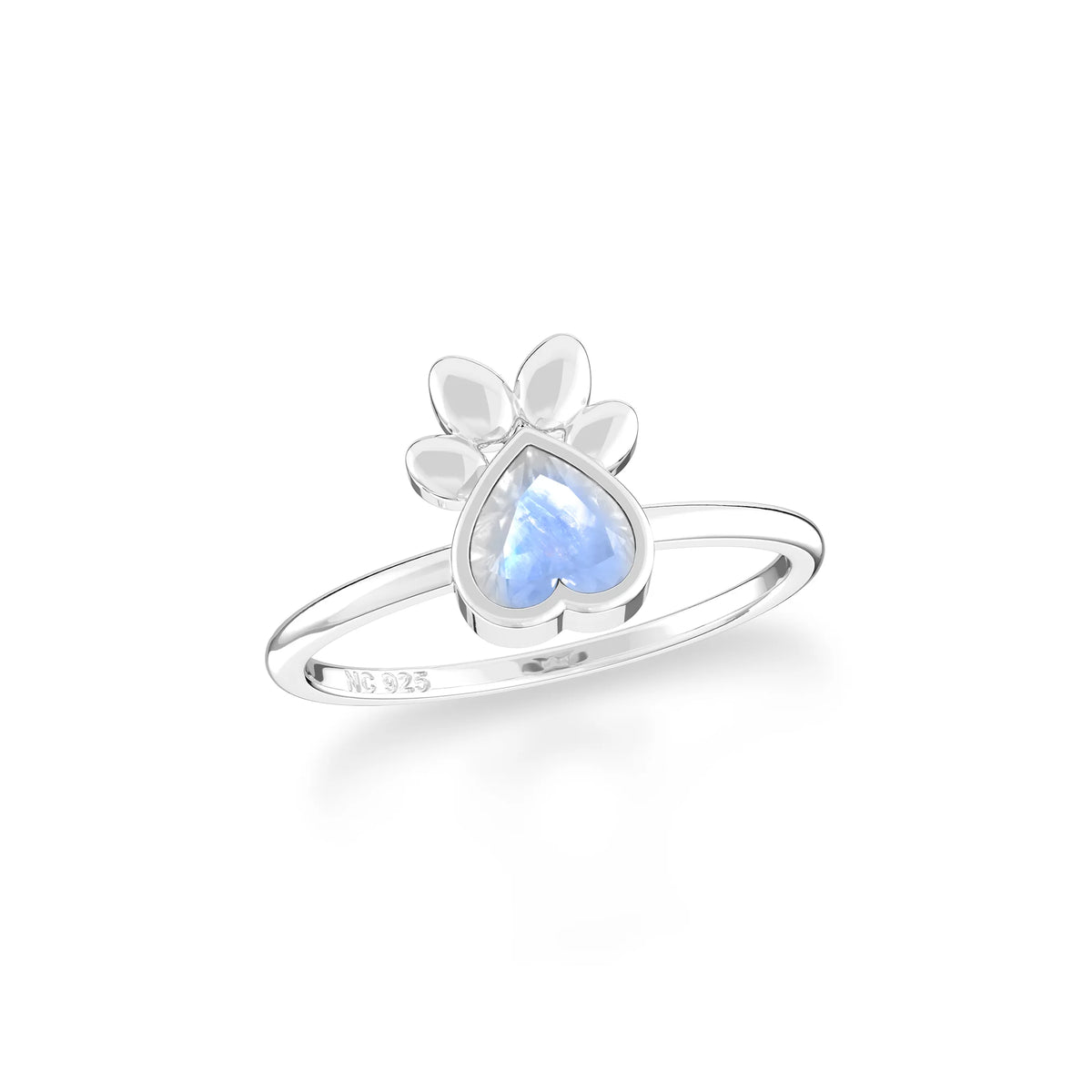 rainbow-moonstone bezel-set ring