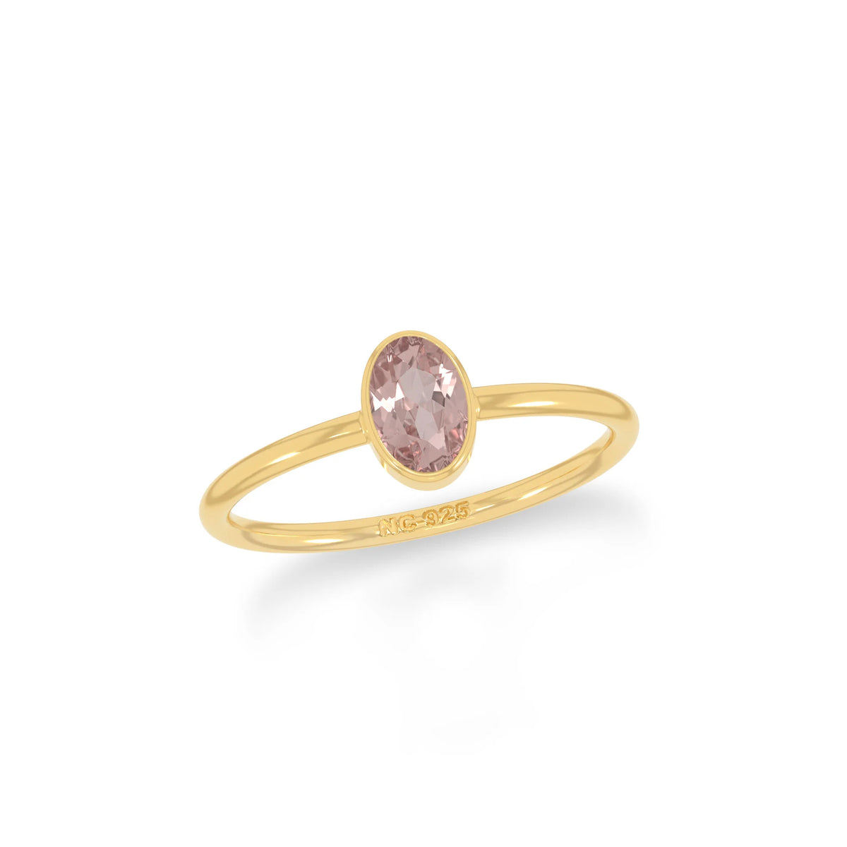 rose quartz stackable bezel-set ring