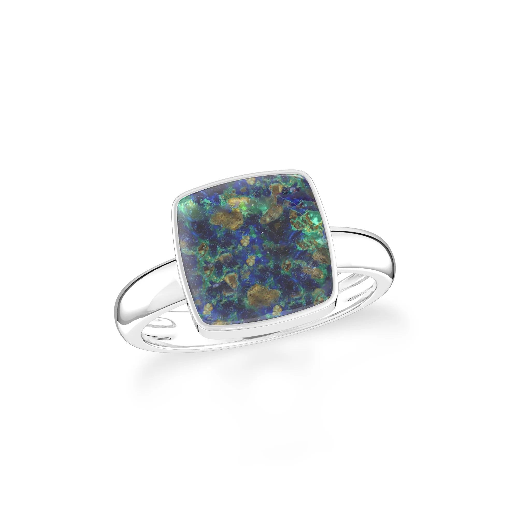 azurite malachite bezel-set ring