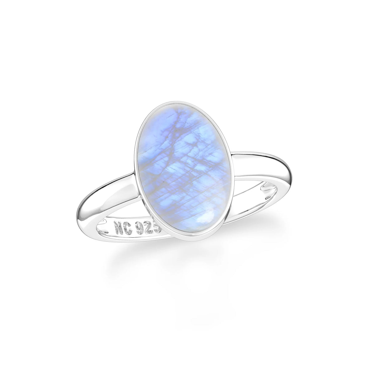 rainbow moonstone bezel-set ring