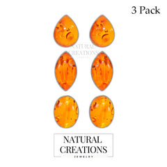 amber cab pear earrings