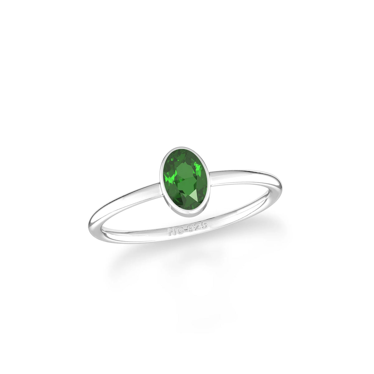 chrome Diopside stackable bezel-set ring