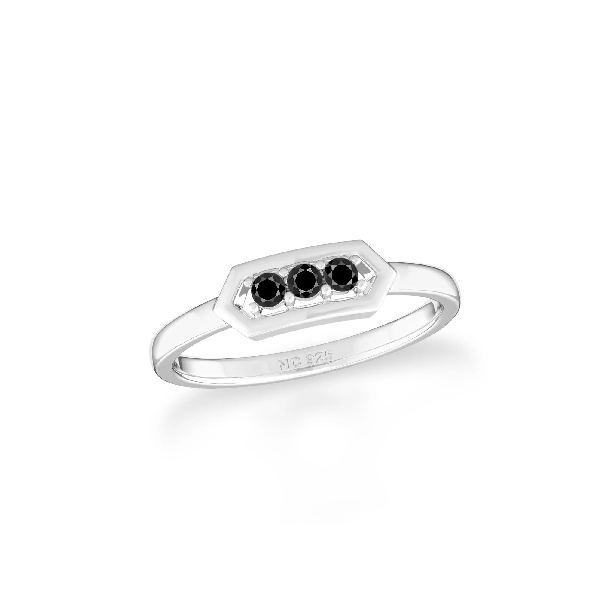 black-tourmaline prong-set ring