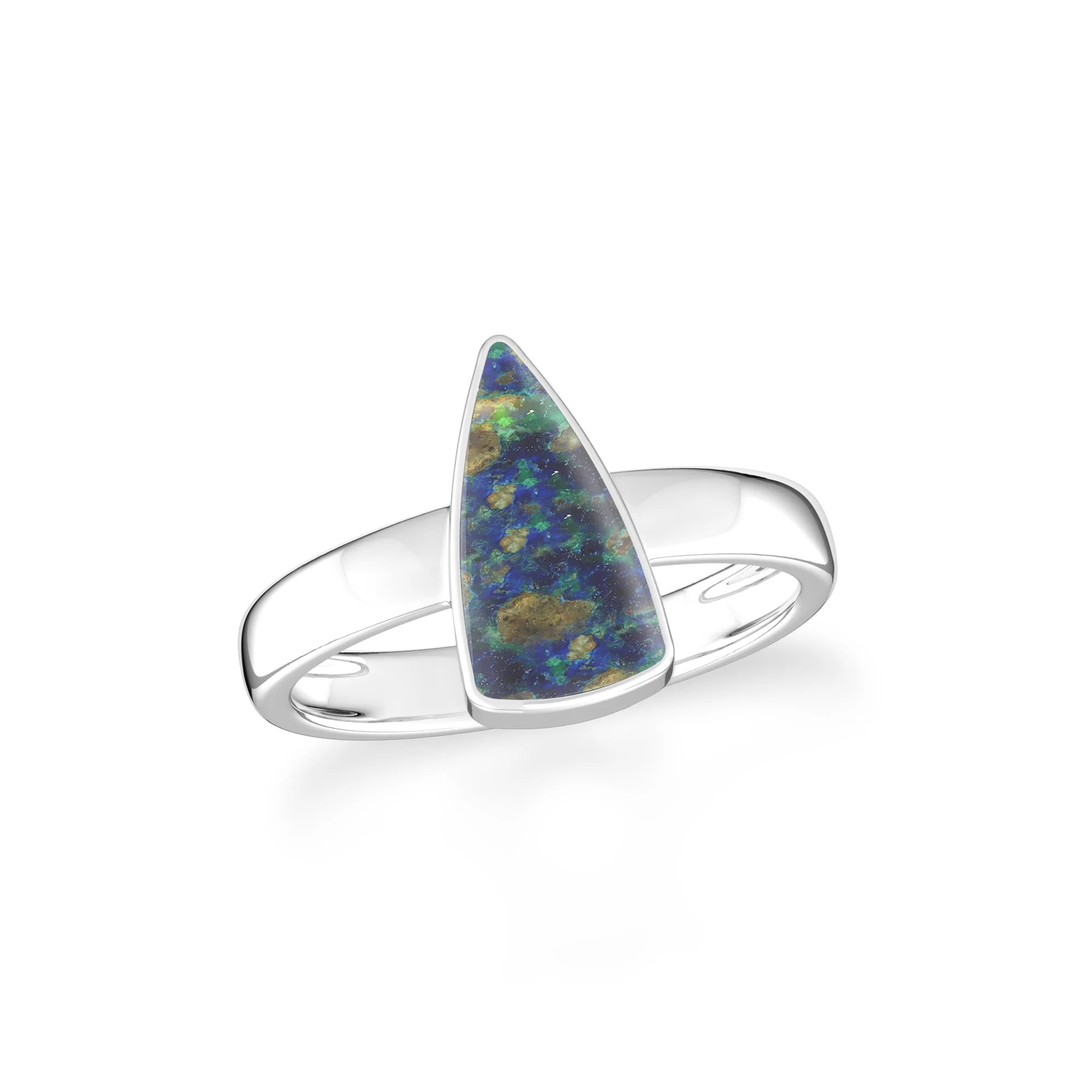 azurite malachite bezel-set ring