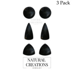 black tourmaline cab earrings