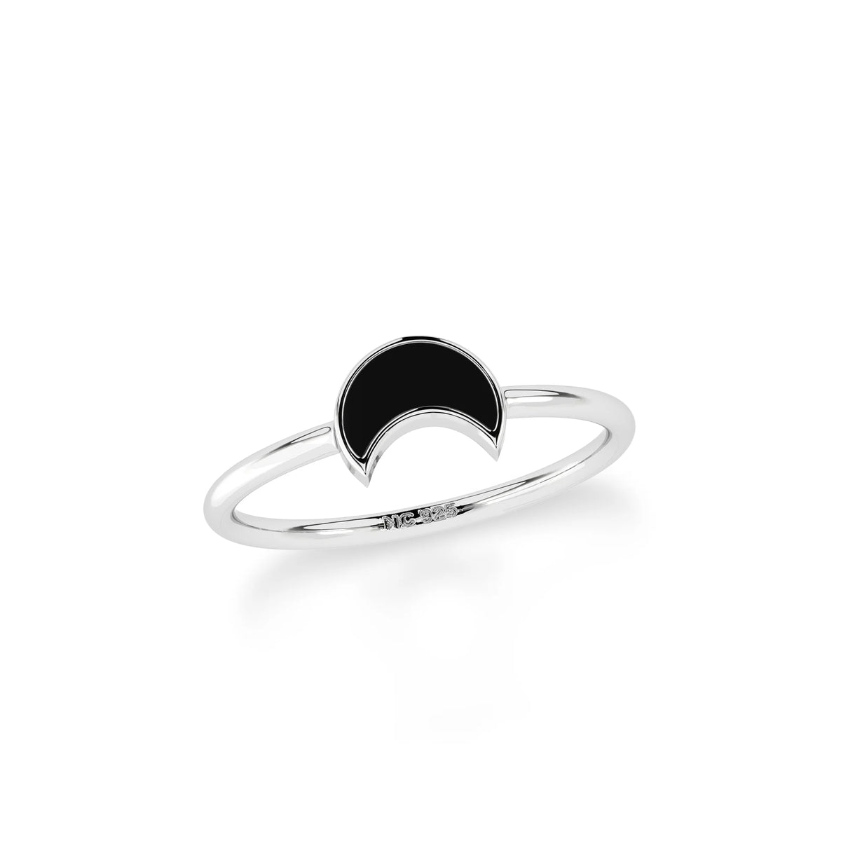 black tourmaline stackable bezel-set ring