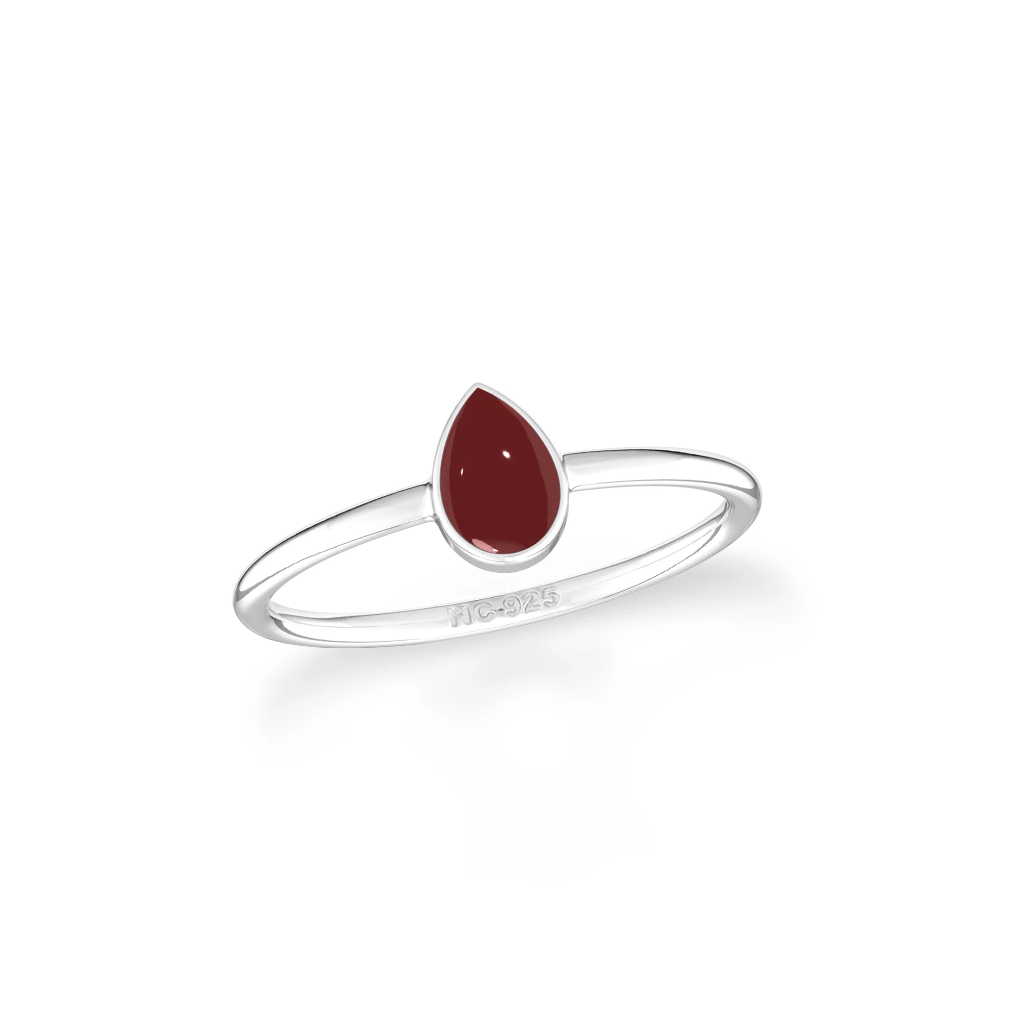 red garnet stackable bezel-set ring