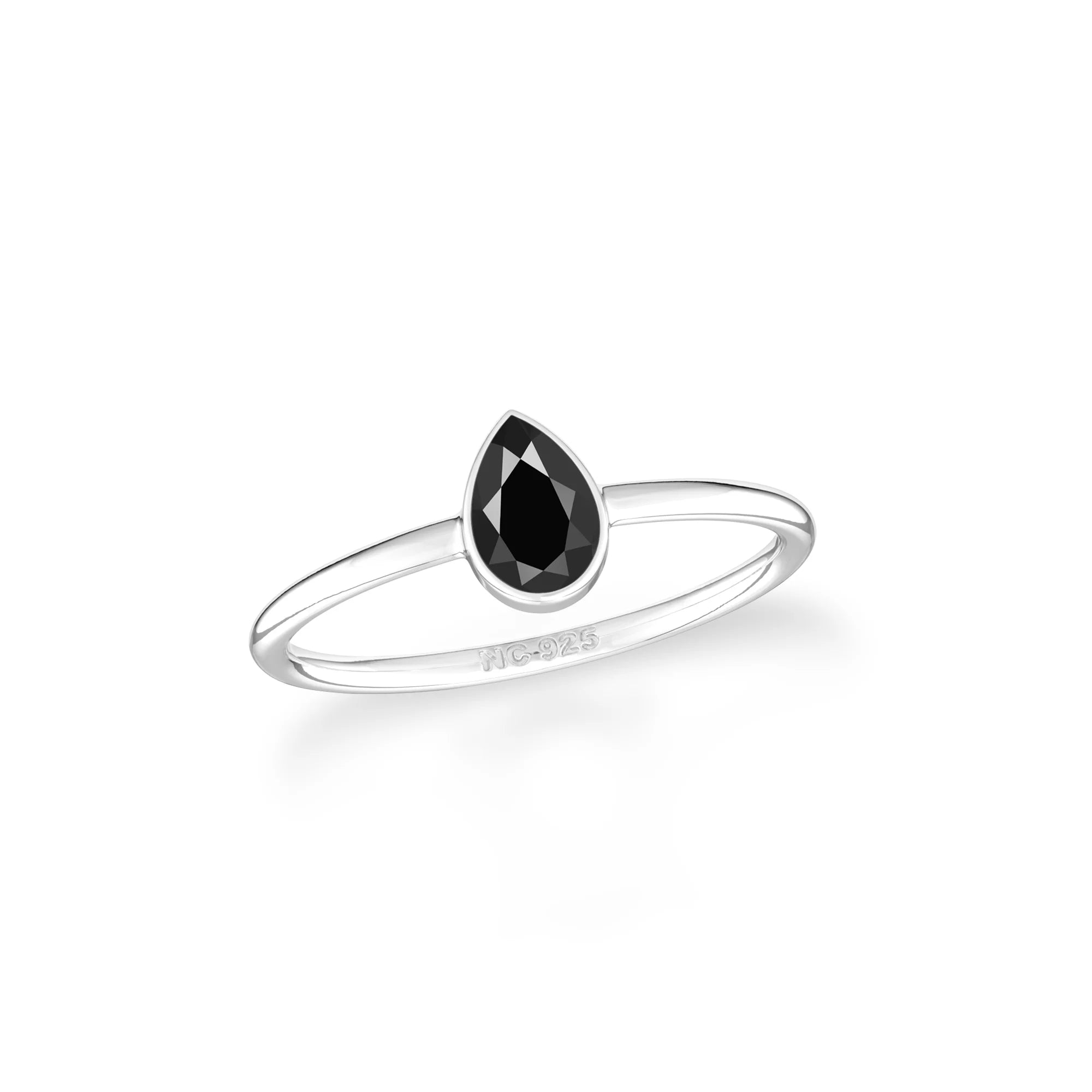 black Tourmaline stackable bezel-set ring