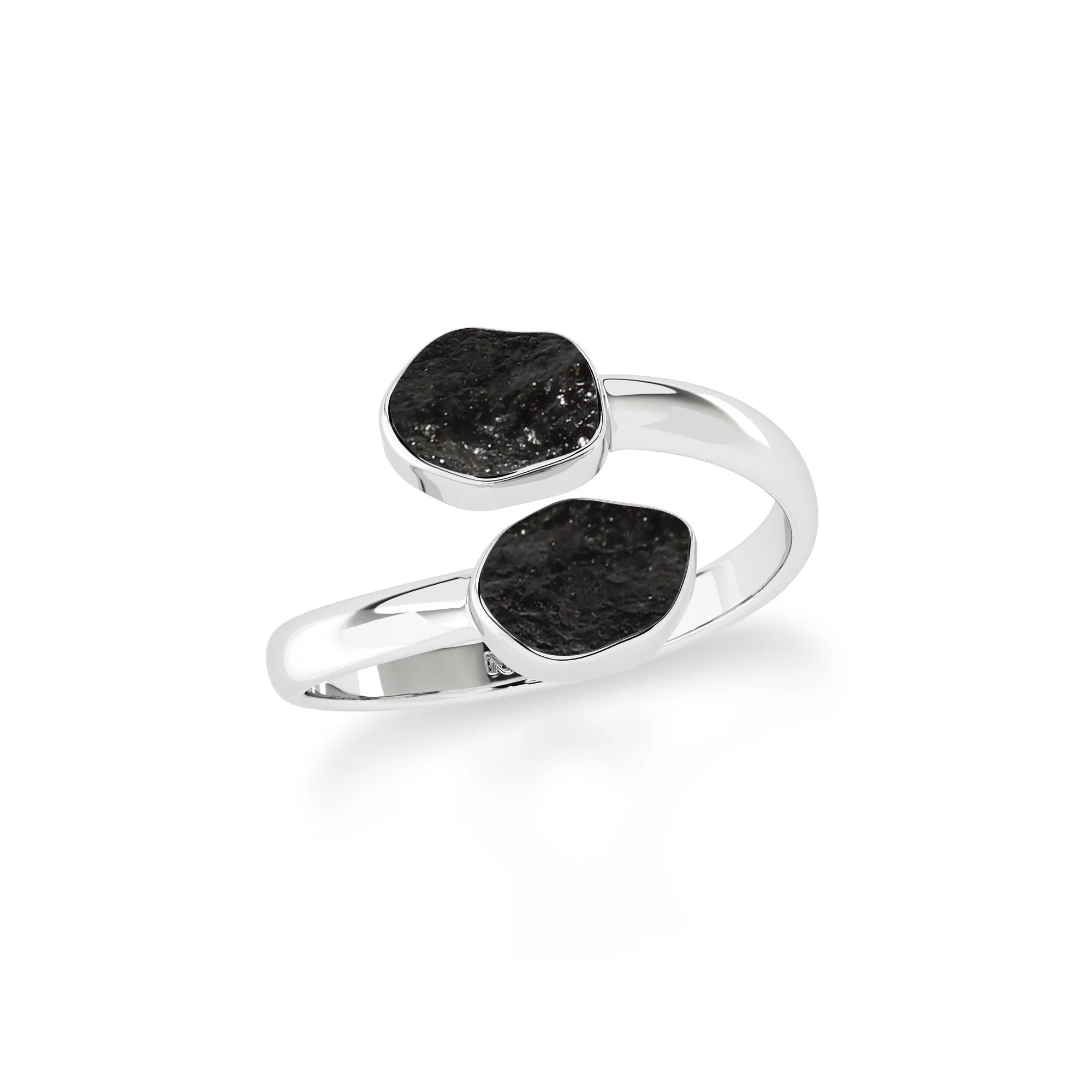black tourmaline bezel-set ring