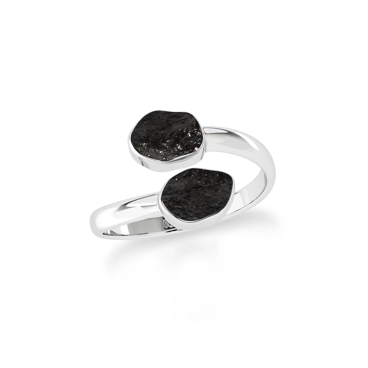 black tourmaline bezel-set ring