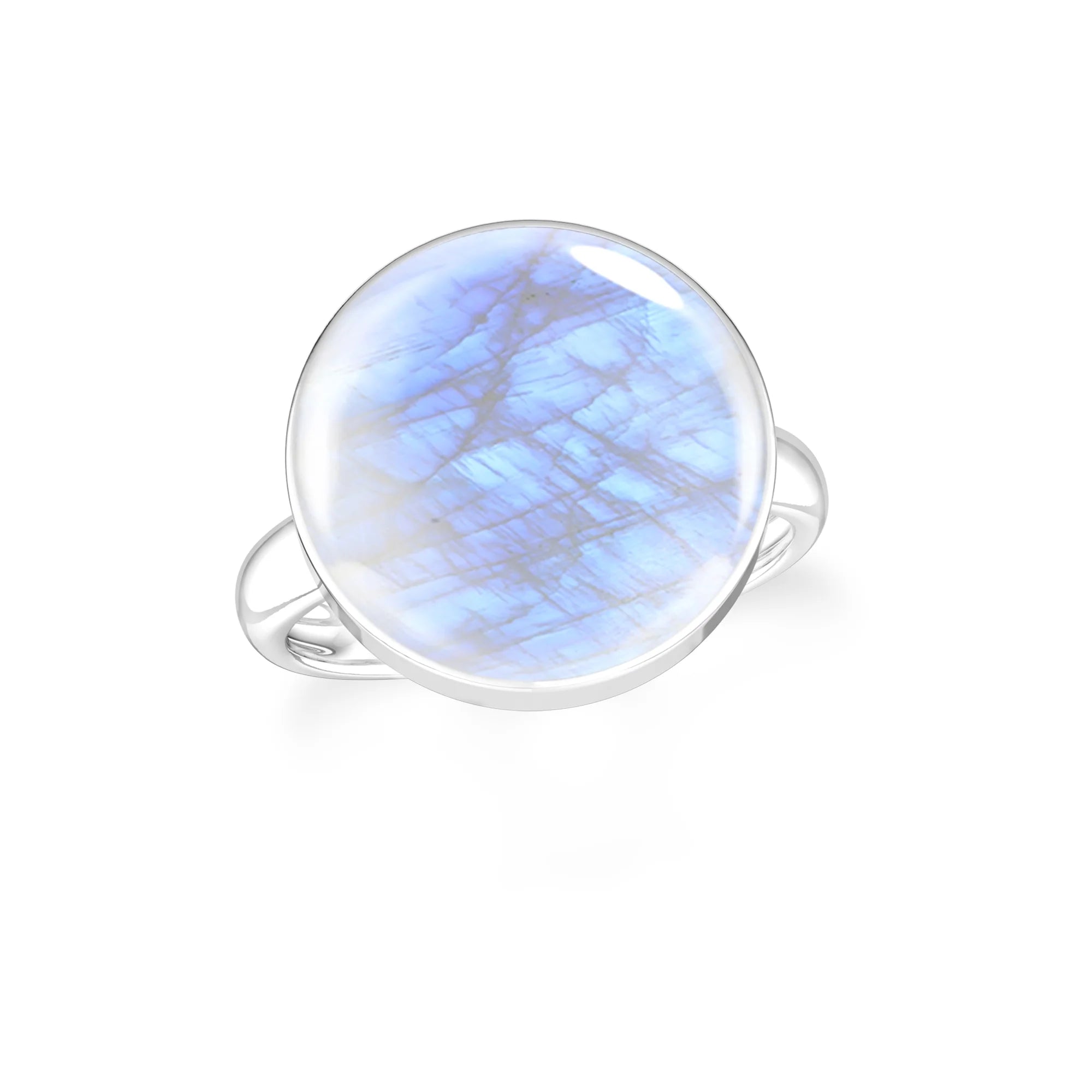 rainbow-moonstone bezel-set ring