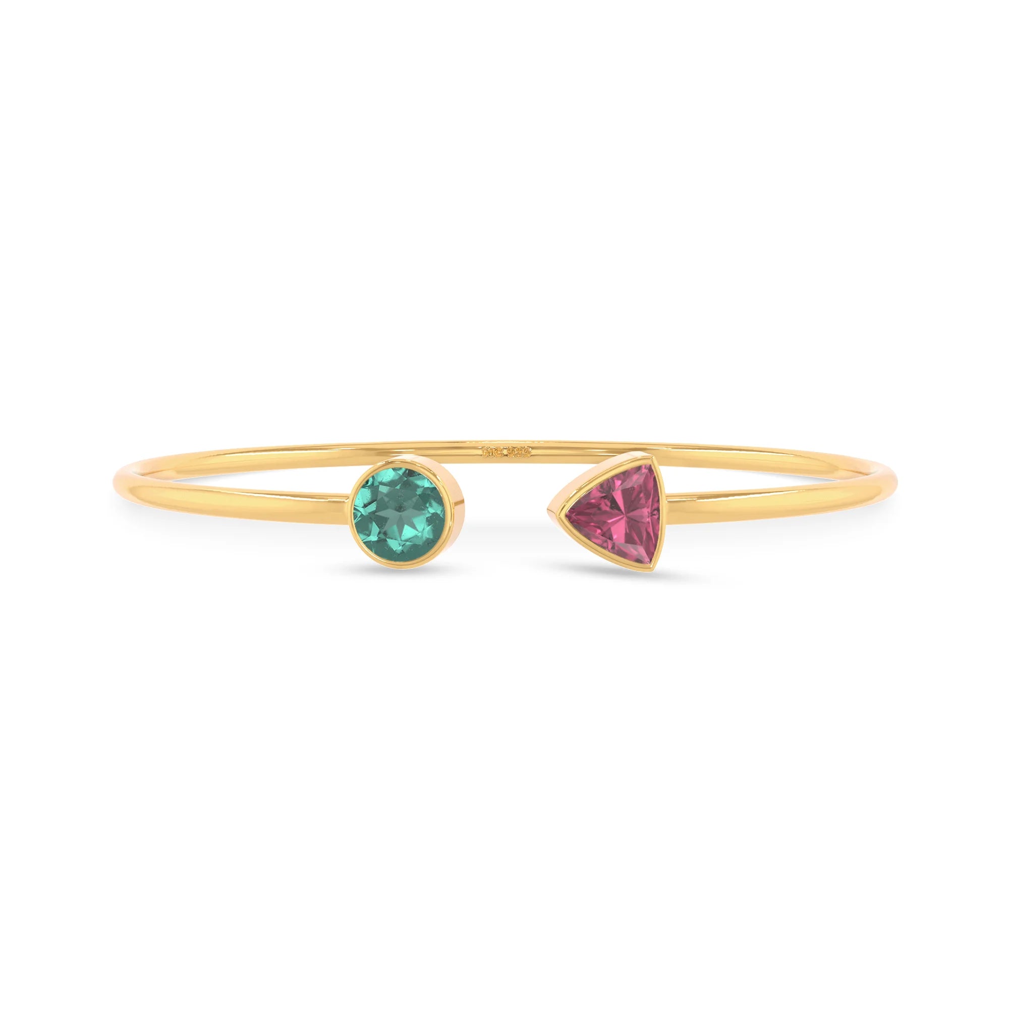 green tourmaline with pink tourmaline cut bracelet