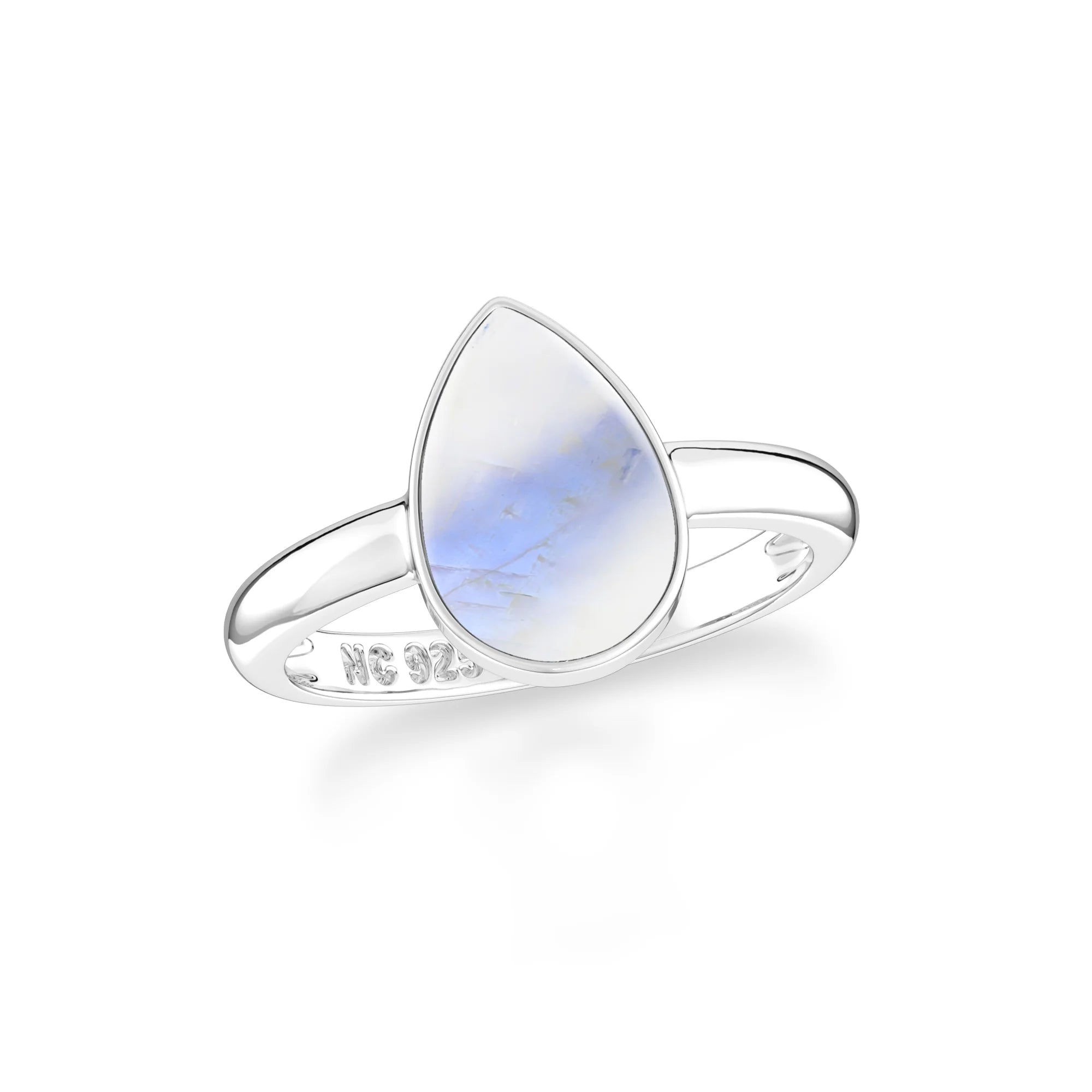 rainbow moonstone bezel-set ring