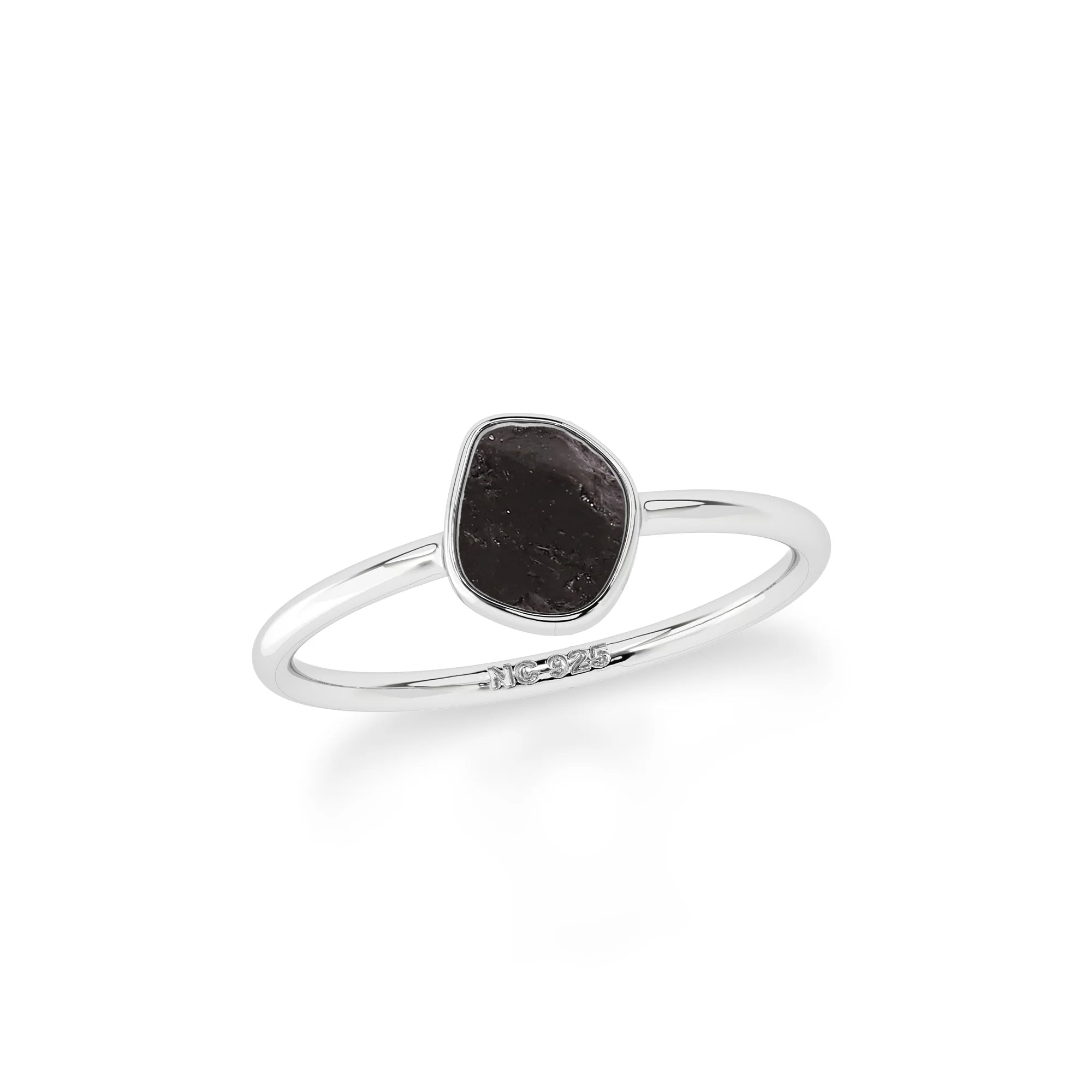shungite stackable bezel-set ring