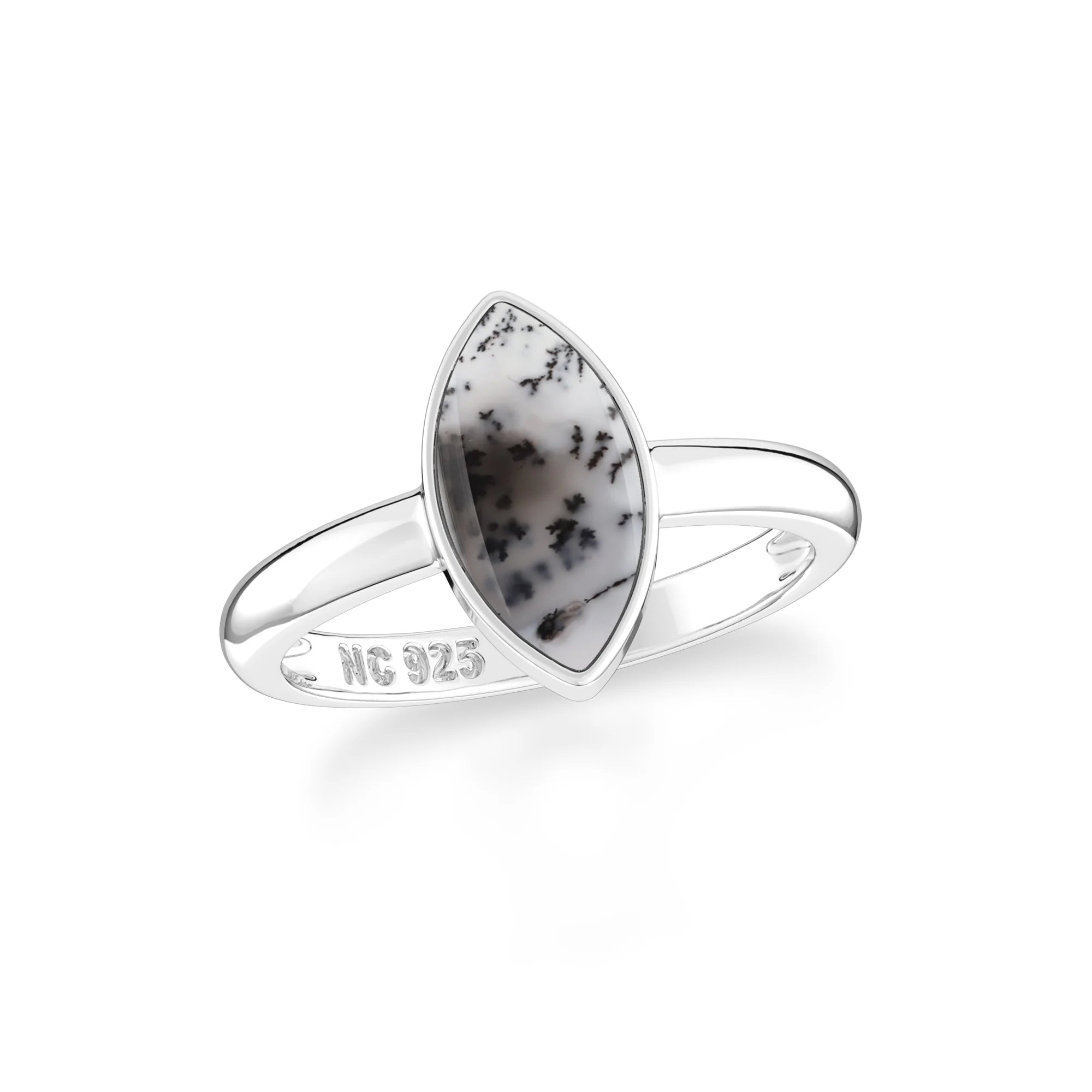 dendritic opal bezel-set ring