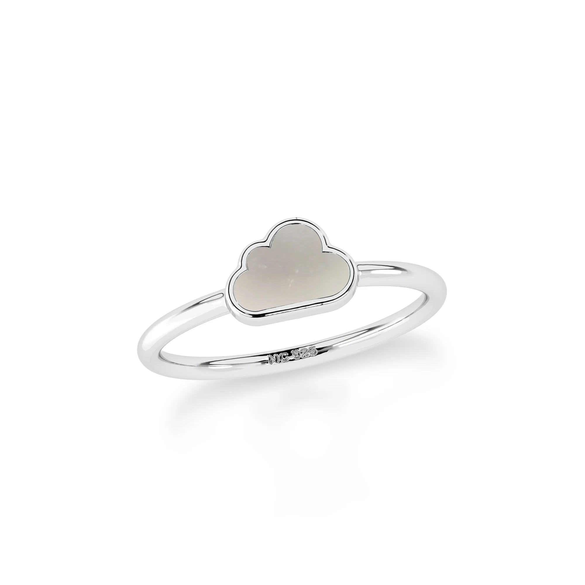 mother of pearl stackable bezel-set ring