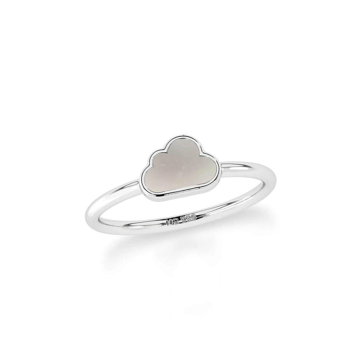 mother of pearl stackable bezel-set ring