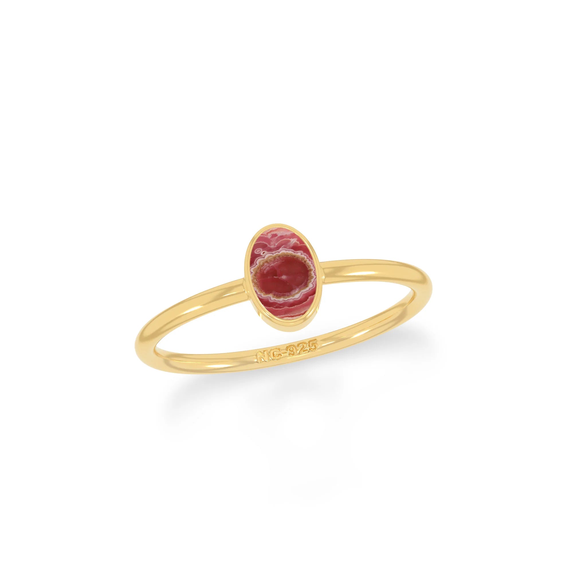 rhodochrosite bezel-set ring