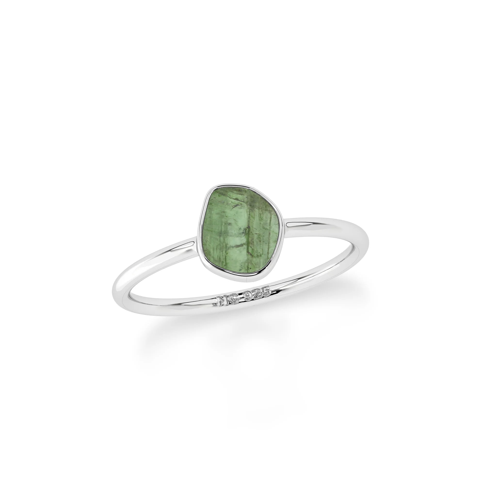 green tourmaline stackable bezel-set ring