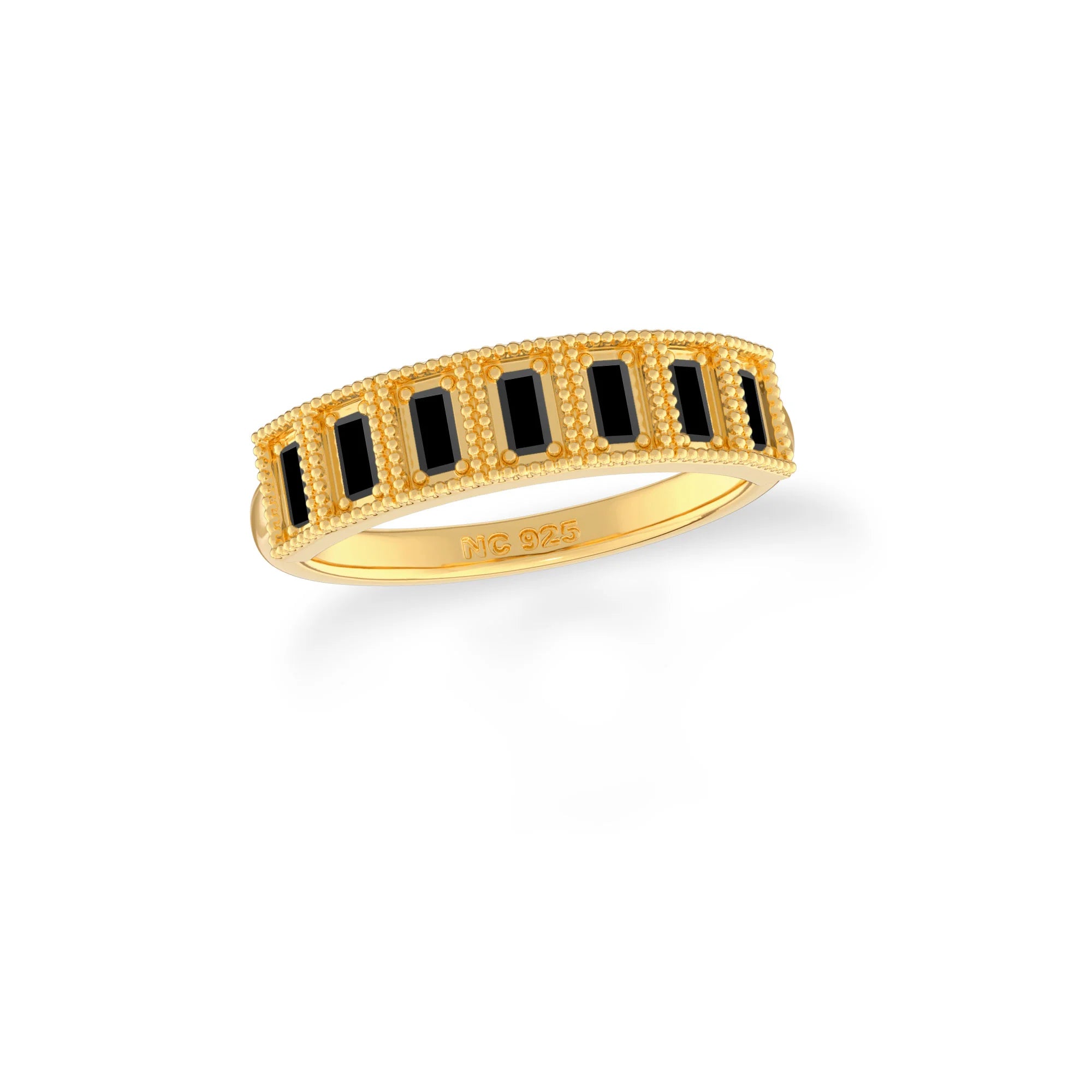 black onyx prong-set ring